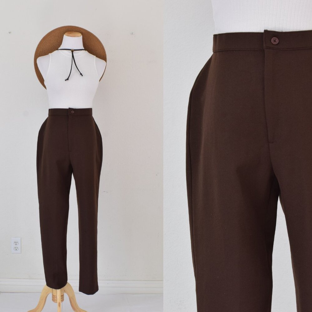 Vintage 80s High Waist Flat Front Polyester Bendover Pant size‎ 12 | 30 waist